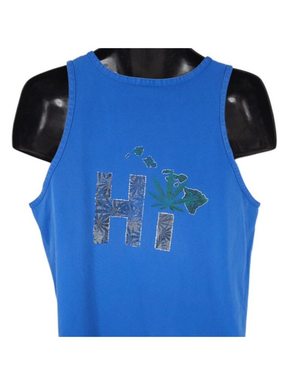 Hawaii Cannabis Tank Top Mens Size Large Blue Hawaiian Marijuana